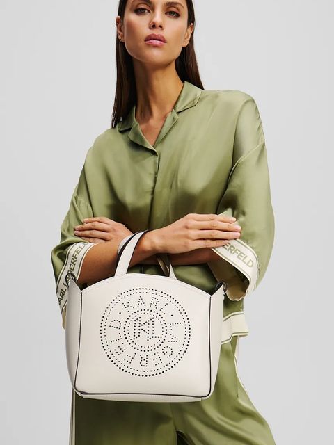 Karl Lagerfeld torebka skórzana K/CIRCLE kolor biały A1W30058