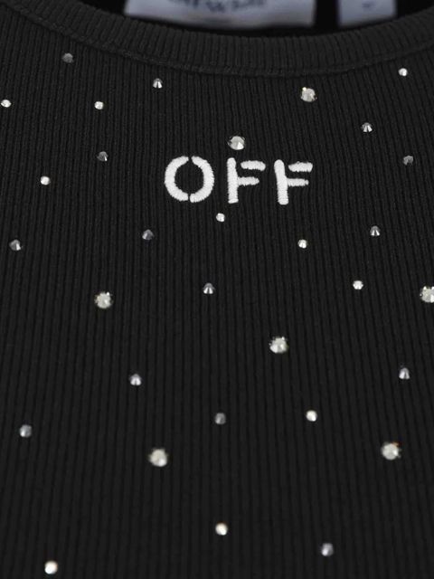 Off-White embellished ribbed dress - Black