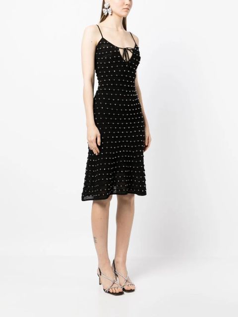Self-Portrait bead-embellished knitted midi-dress - Black
