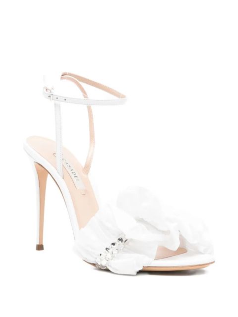 Casadei ruffled embellished sandals - White - zdjęcie produktu nr 2