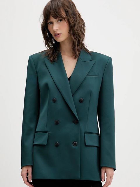 HUGO marynarka kolor zielony dwurzędowa gładka 50547643 - zdjęcie produktu nr 1