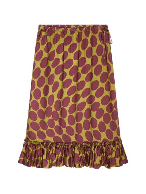 DRIES VAN NOTEN printed ruffled skirt - Brown - zdjęcie produktu nr 1