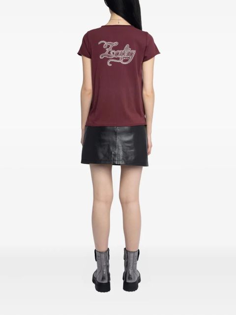 Zadig&Voltaire crystal-embellished V-neck T-shirt - Red