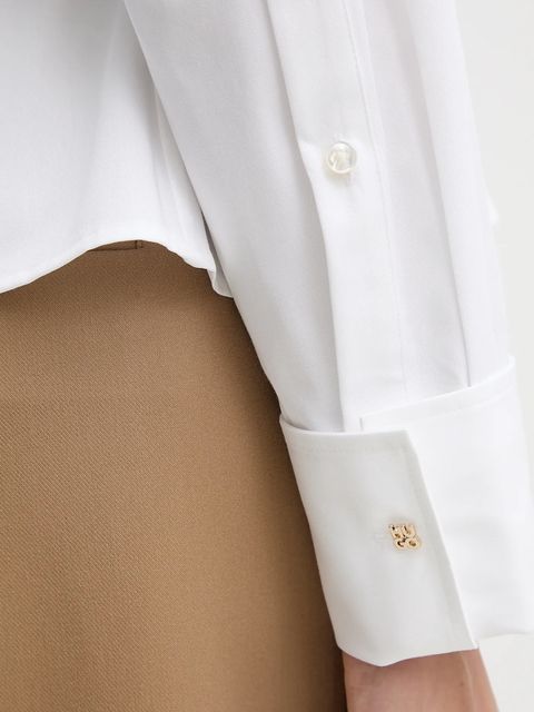 HUGO koszula bawełniana damska kolor biały slim z kołnierzykiem klasycznym 50552863