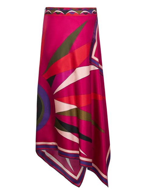 PUCCI Hawaii-print asymmetric-scarf midi skirt - Pink - zdjęcie produktu nr 1