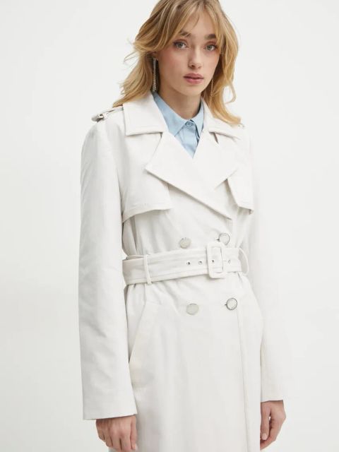 Guess trencz damski kolor beżowy przejściowy W5RL14 WGWD2