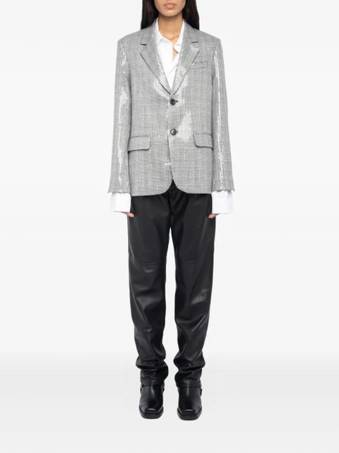 Zadig&Voltaire sequin-embellished check blazer - Black