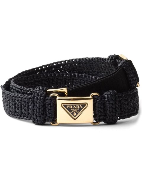 Prada triangle-logo crochet belt - Black - zdjęcie produktu nr 1