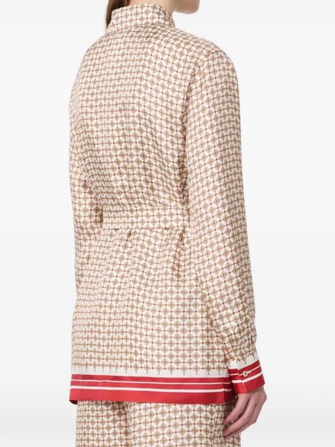 Max Mara geometric-print belt-detail silk shirt - Neutrals