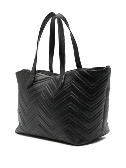 Gucci chevron logo charm tote bag - Black