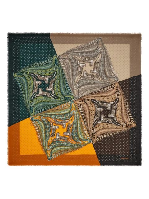 Ferragamo Madras-print cashmere scarf - Green - zdjęcie produktu nr 1