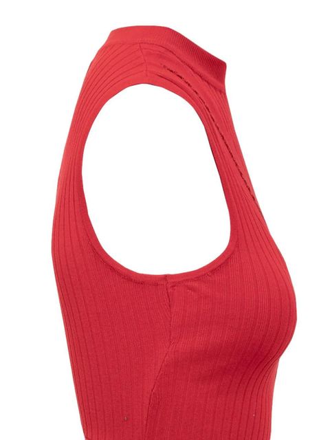 The Attico cut-out ribbed top - Red