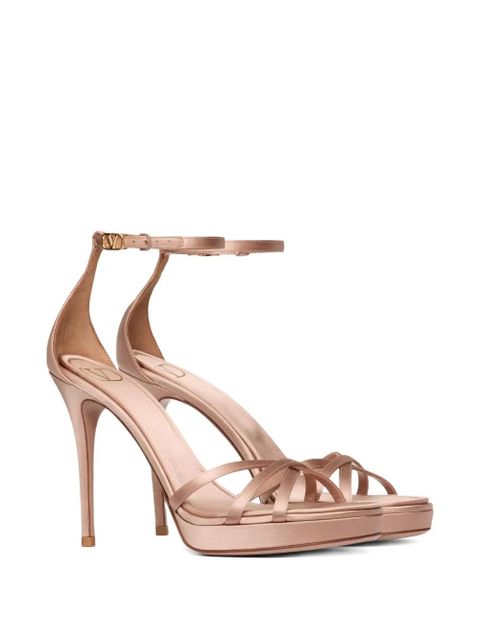 Valentino Garavani 120mm Eveninglam satin platform sandals - Neutrals
