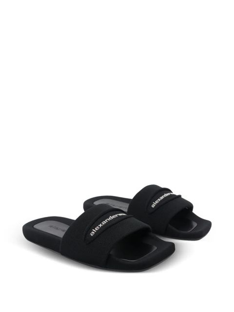 Alexander Wang logo squared-toe slides - Black
