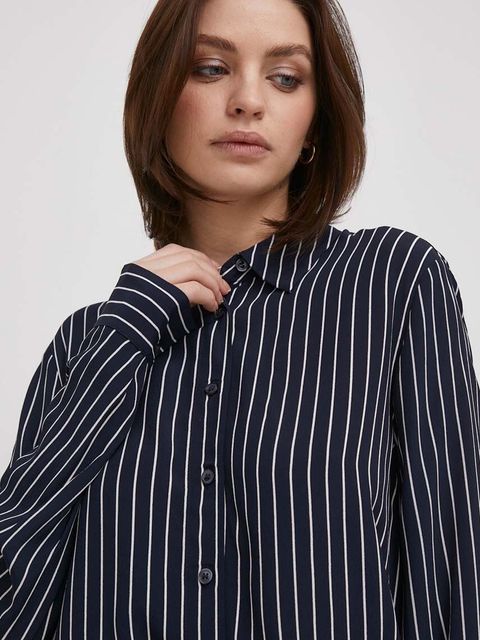 Tommy Hilfiger koszula damska kolor granatowy relaxed z kołnierzykiem klasycznym WW0WW40535