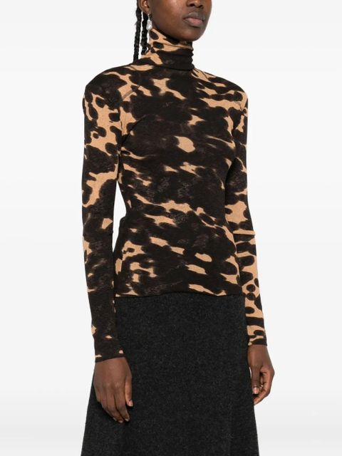 Nanushka print turtleneck top - Brown