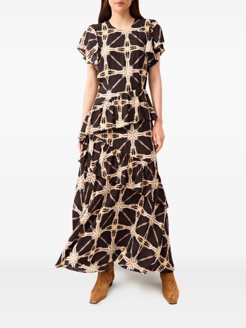 Marie Oliver Quinby ruffled tiered midi dress - Black