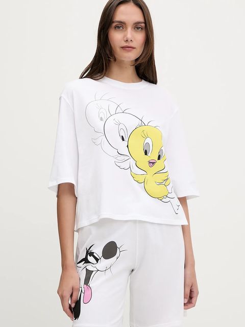 United Colors of Benetton piżama bawełniana kolor biały 30963P03W