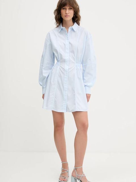 Tommy Jeans sukienka bawełniana kolor niebieski mini rozkloszowana DW0DW21744