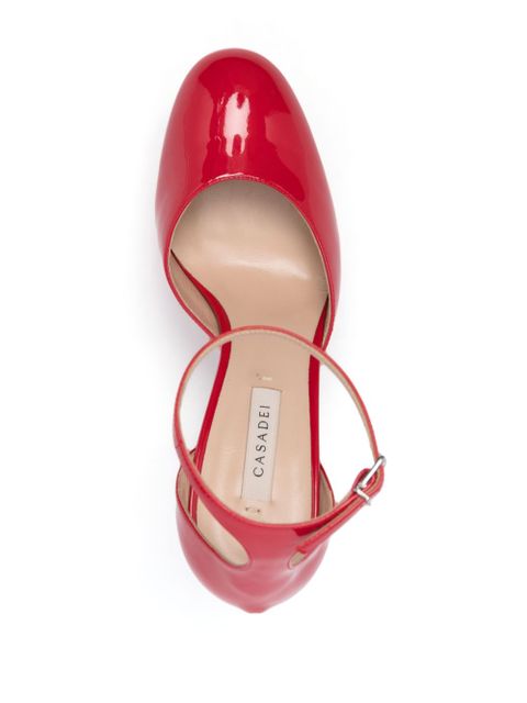 Casadei 115mm patent platform pumps - Red