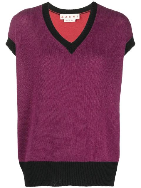 Marni V-neck knitted top - Purple - zdjęcie produktu nr 1
