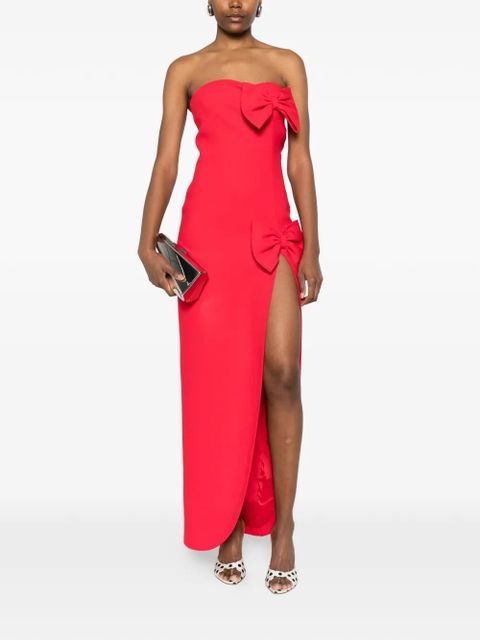 Alessandra Rich bow-embellishment slit-detail maxi dress - Red - zdjęcie produktu nr 2