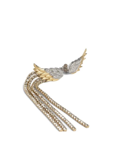Zadig&Voltaire Rock Feather silver feather strass pendant earrings - Gold