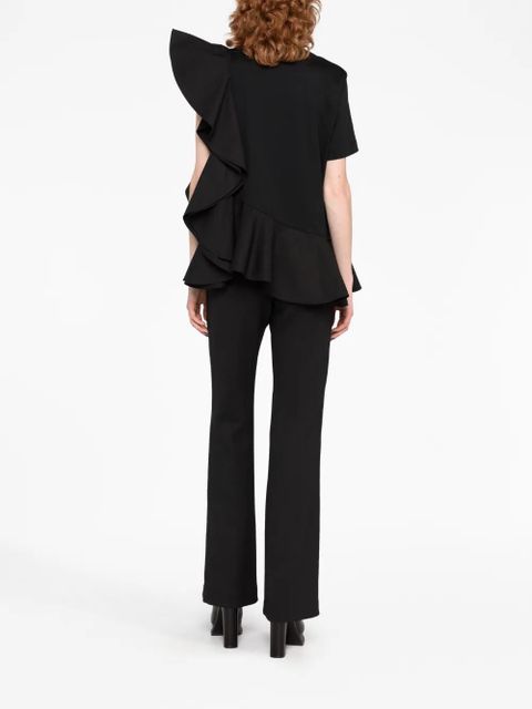 Alexander McQueen asymmetric ruffled T-shirt - Black