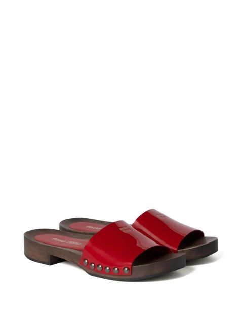Miu Miu leather slides - Red - zdjęcie produktu nr 2