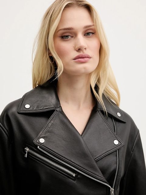 HUGO ramoneska skórzana kolor czarny przejściowa 50545066