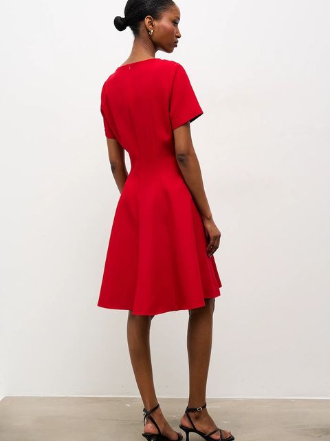 Answear.LAB sukienka kolor czerwony mini rozkloszowana