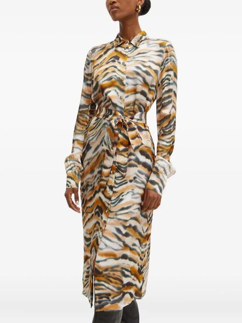 TWINSET belted printed dress - Brown - zdjęcie produktu nr 1