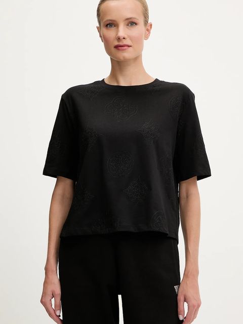 Guess t-shirt bawełniany PEONY damski kolor czarny V5YI10 I3Z14 - zdjęcie produktu nr 1