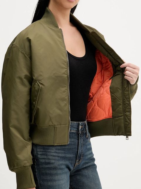 Tommy Jeans kurtka bomber kolor zielony przejściowa oversize DW0DW22046