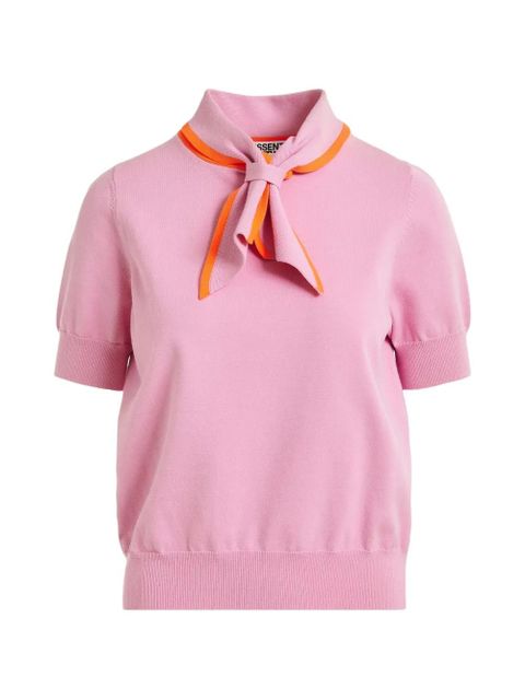 Essentiel Antwerp contrasting collar fine-knit polo top - Pink - zdjęcie produktu nr 1
