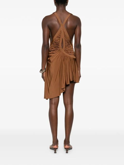 Christopher Esber ruched V-neck mini dress - Brown