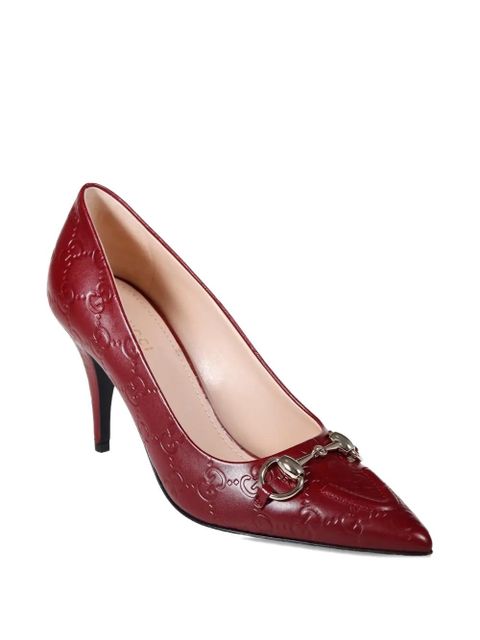 Gucci horsebit-detail GG-pattern pumps - Red