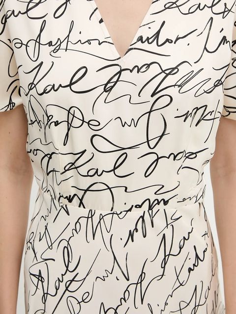 Karl Lagerfeld sukienka kolor beżowy maxi rozkloszowana A3W13029