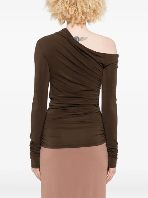 AMIRI one-shoulder ruched top - Brown