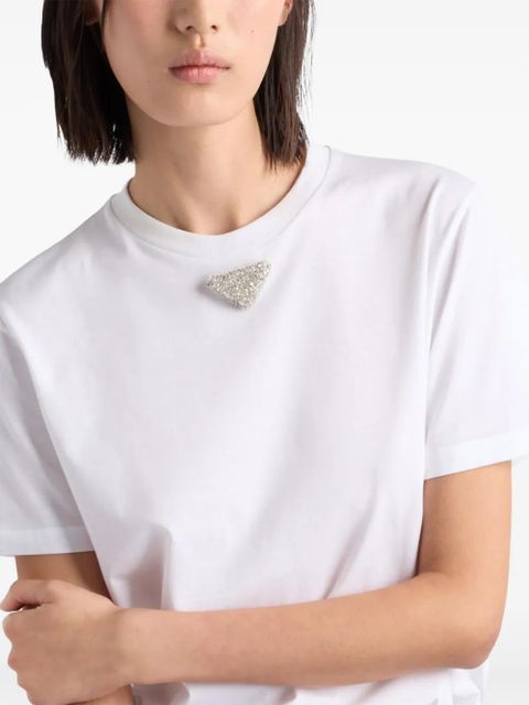 Prada triangle-embroidered T-shirt - White