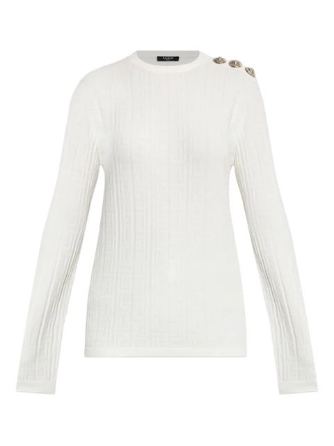 Balmain button-detail long-sleeve jumper - Neutrals - zdjęcie produktu nr 1