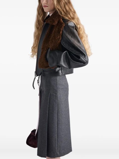 Prada pleated flannel skirt - Grey