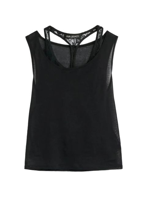 OUR LEGACY lace-trim tank top - Black - zdjęcie produktu nr 1