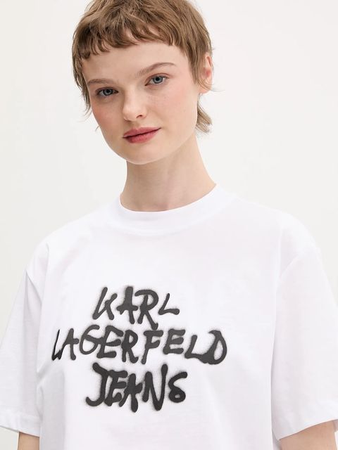 Karl Lagerfeld Jeans t-shirt bawełniany damski kolor biały B1W17054