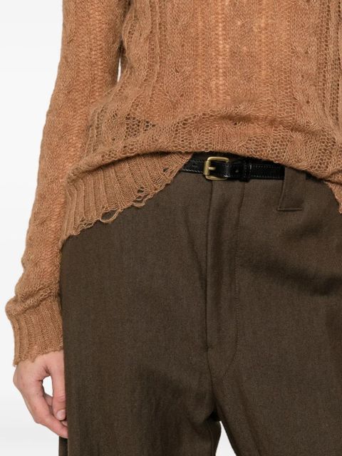 Alanui cable-knit frayed sweater - Brown