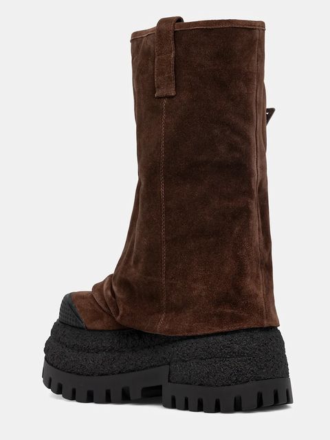 Naked Wolfe kozaki zamszowe Disturb damskie kolor brązowy na platformie Disturb Chocolate Suede - zdjęcie produktu nr 2