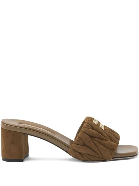 Miu Miu quilted logo sandals - Brown - zdjęcie produktu nr 1