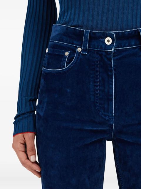 Ferragamo velvet-texture straight-leg trousers - Blue