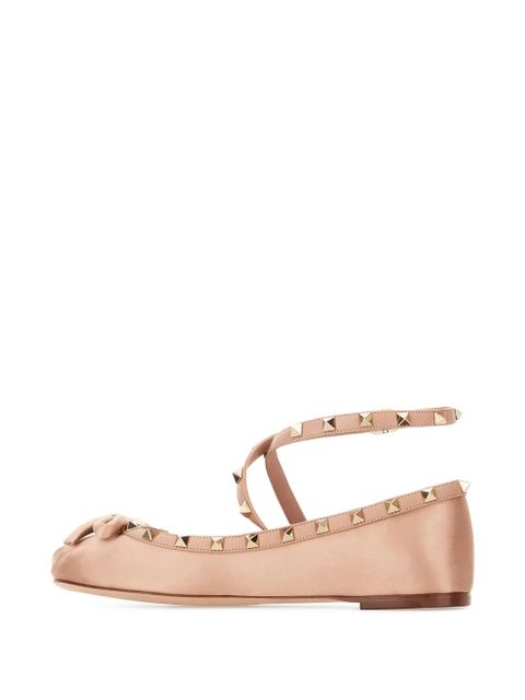 Valentino Garavani Rockstud satin ballet flats - Pink