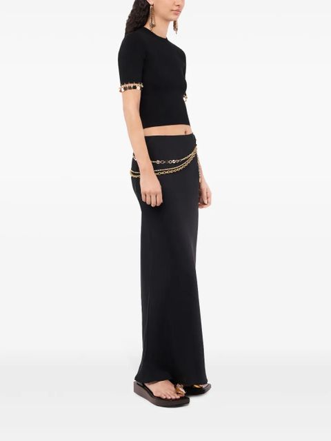 Rabanne charm-trim cropped T-shirt - Black